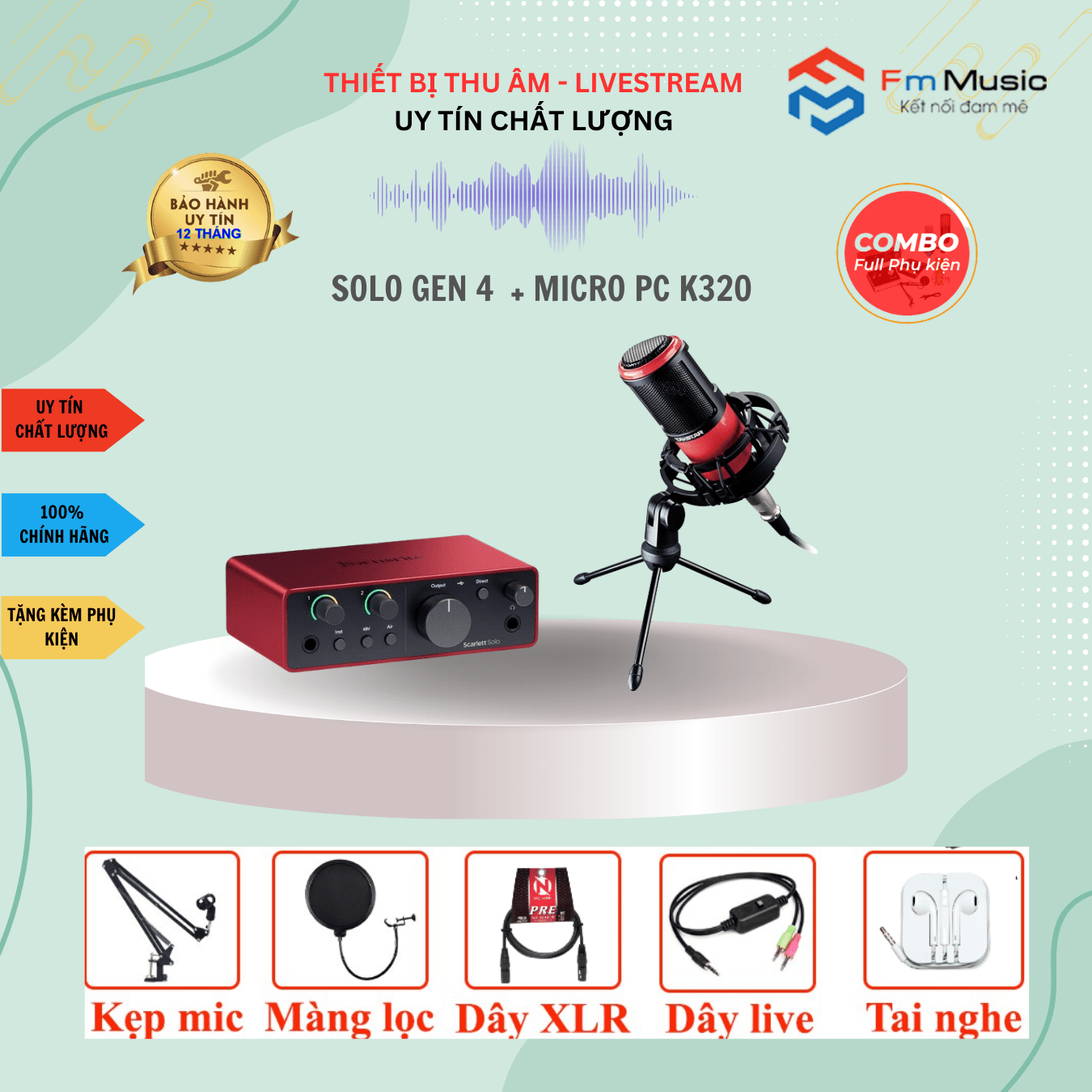 Combo Focusrite Scarlett Solo Gen 4 và Micro NA9304 Combo Focusrite Scarlett Solo Gen 4 và Micro NA9304