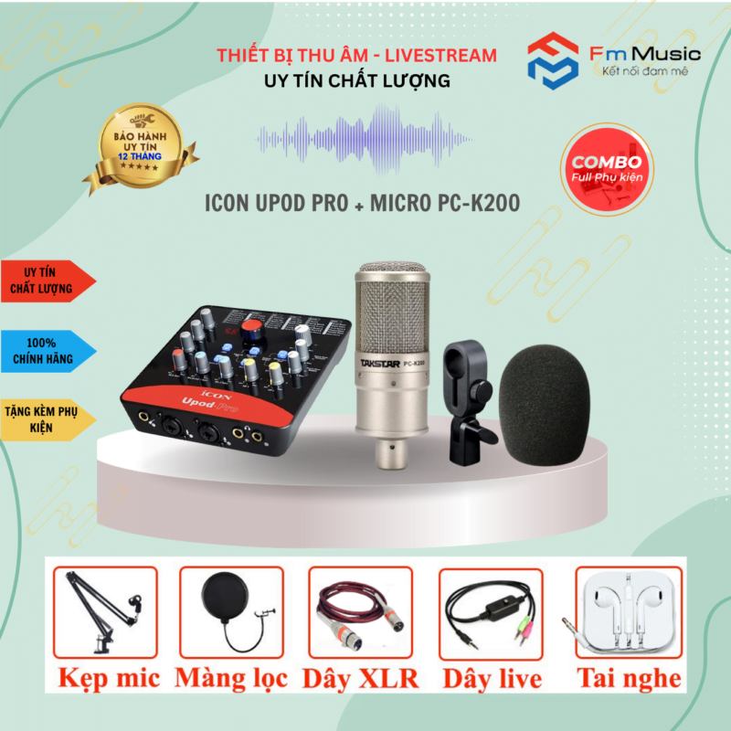 Combo Soundcard Icon Upod Pro và Micro PC K200 Bản mới