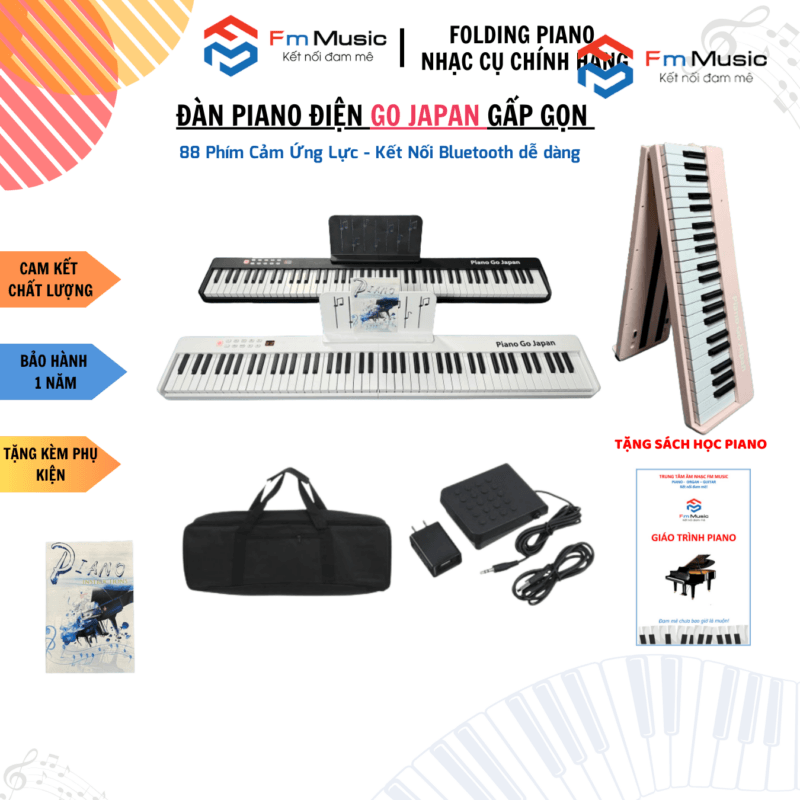 Đàn Piano Go Japan Gấp Gọn – Nhỏ gọn dễ dàng di chuyển (Có 3 màu: Đen, trắng, hồng)