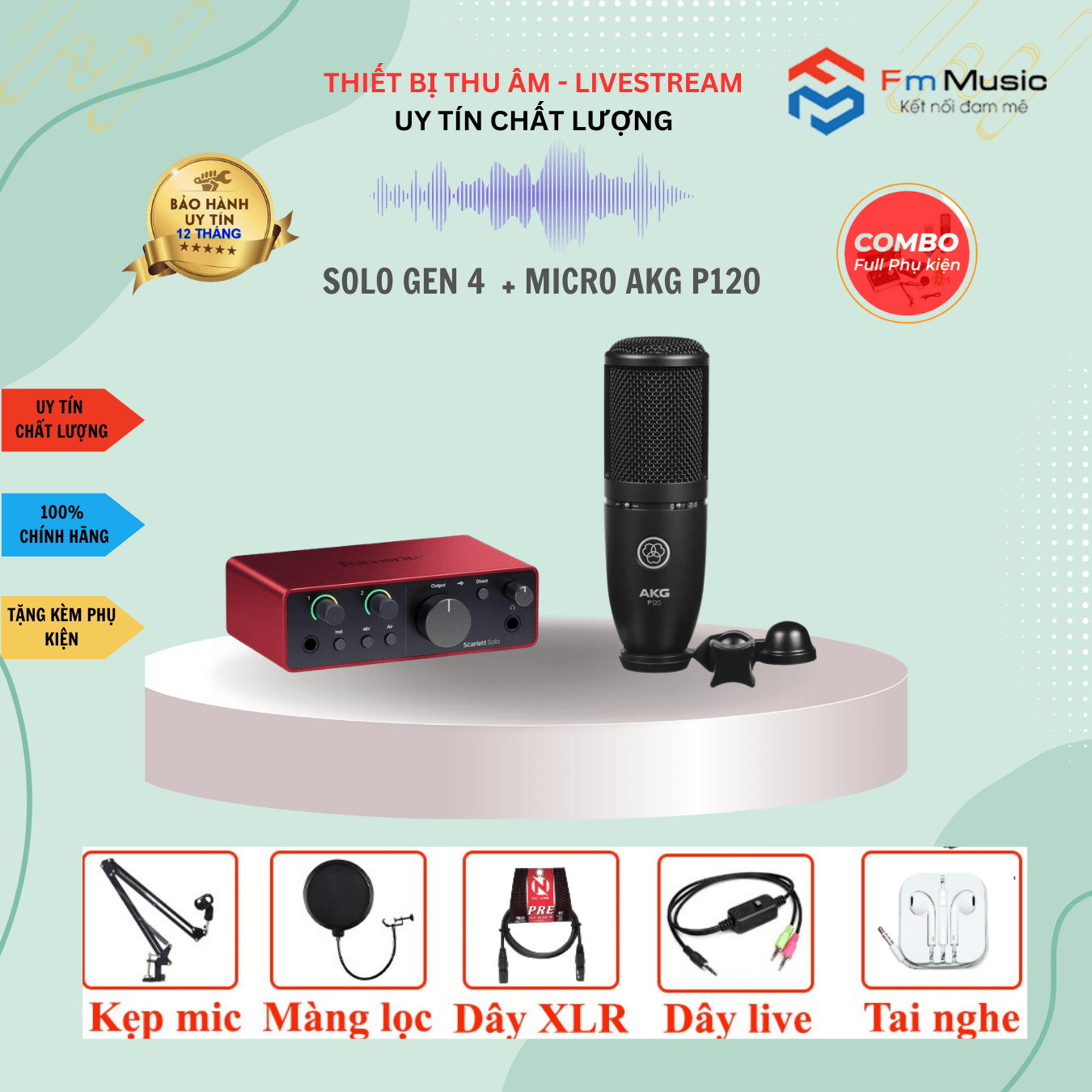 Combo Focusrite Scarlett Solo Gen 4 và Micro NA9304 Combo Focusrite Scarlett Solo Gen 4 và Micro NA9304