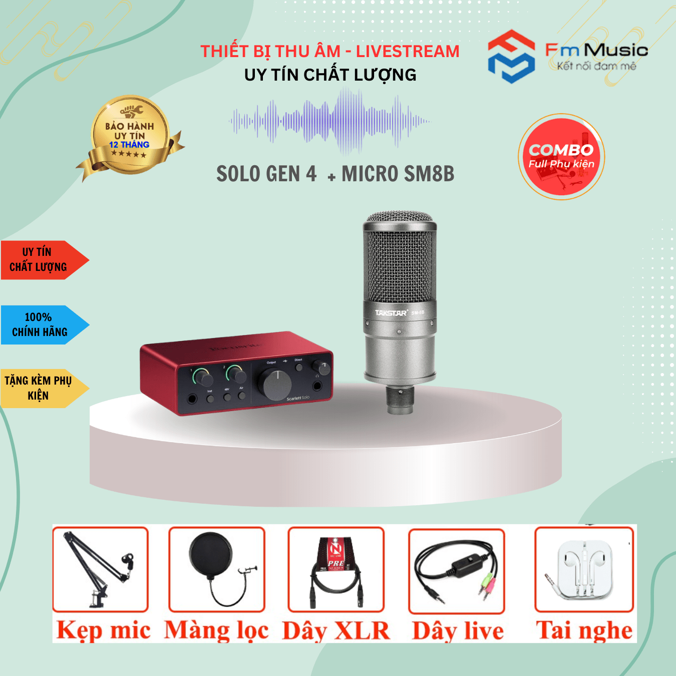 Combo Focusrite Scarlett Solo Gen 4 và Micro NA9304 Combo Focusrite Scarlett Solo Gen 4 và Micro NA9304