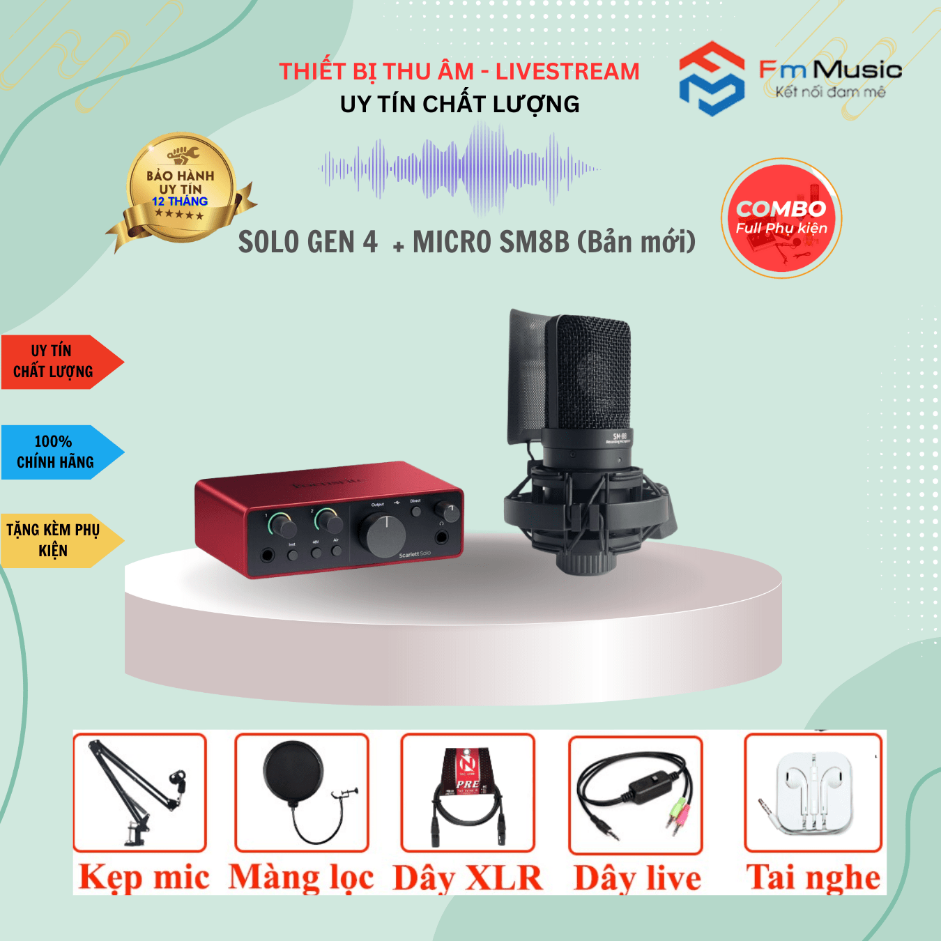 Combo  Focusrite Scarlett Solo Gen 4 và Micro NA9304 Combo  Focusrite Scarlett Solo Gen 4 và Micro NA9304