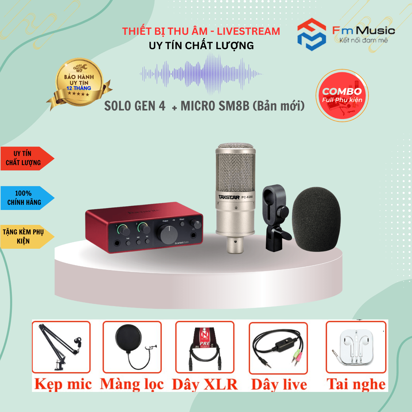 Combo  Focusrite Scarlett Solo Gen 4 và Micro NA9304 Combo  Focusrite Scarlett Solo Gen 4 và Micro NA9304