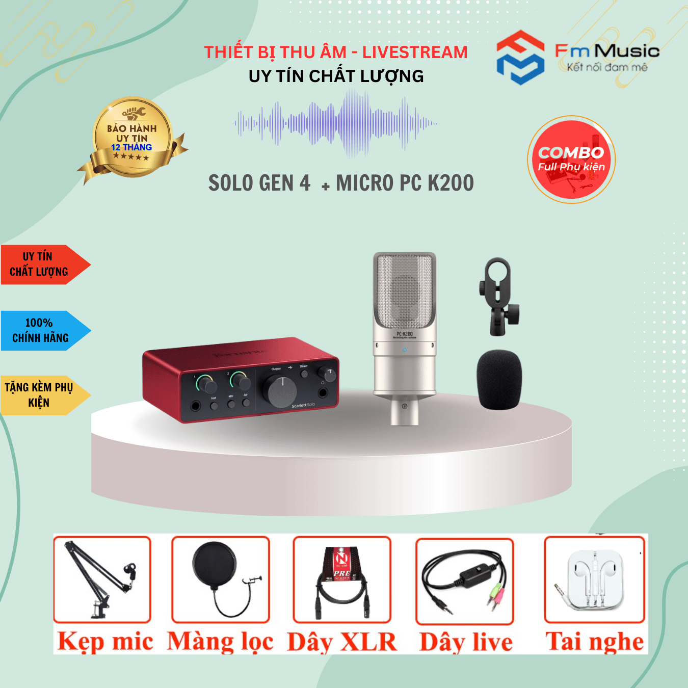 Combo Focusrite Scarlett Solo Gen 4 và Micro NA9304 Combo Focusrite Scarlett Solo Gen 4 và Micro NA9304