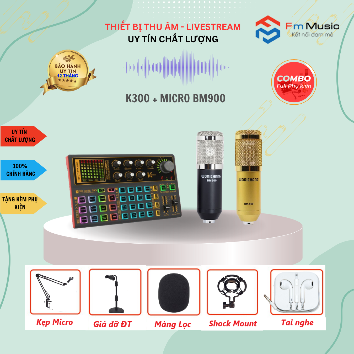 Combo Soundcard K300 và Micro BM900 Combo Soundcard K300 và Micro BM900