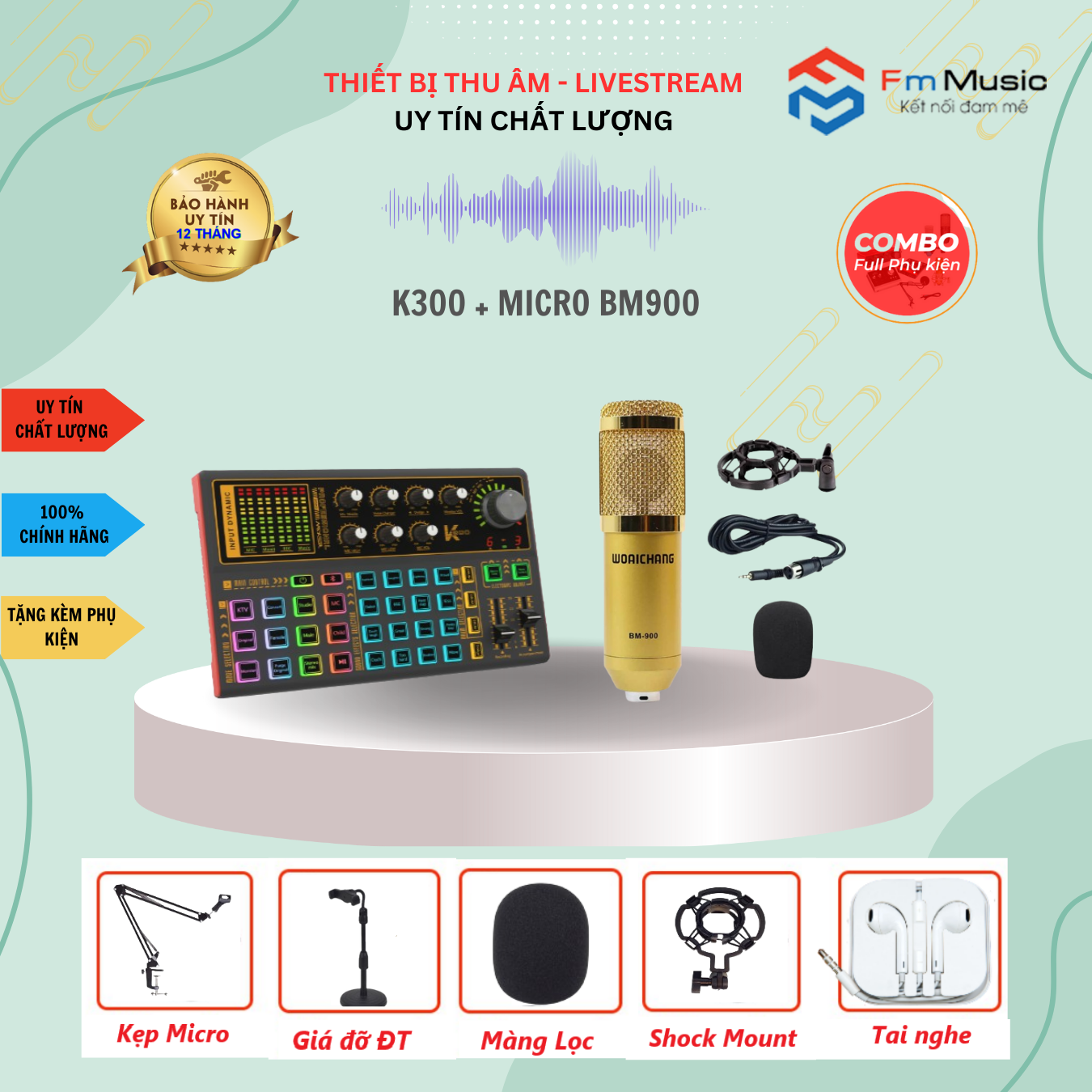 Combo Soundcard K300 và Micro BM900 Combo Soundcard K300 và Micro BM900