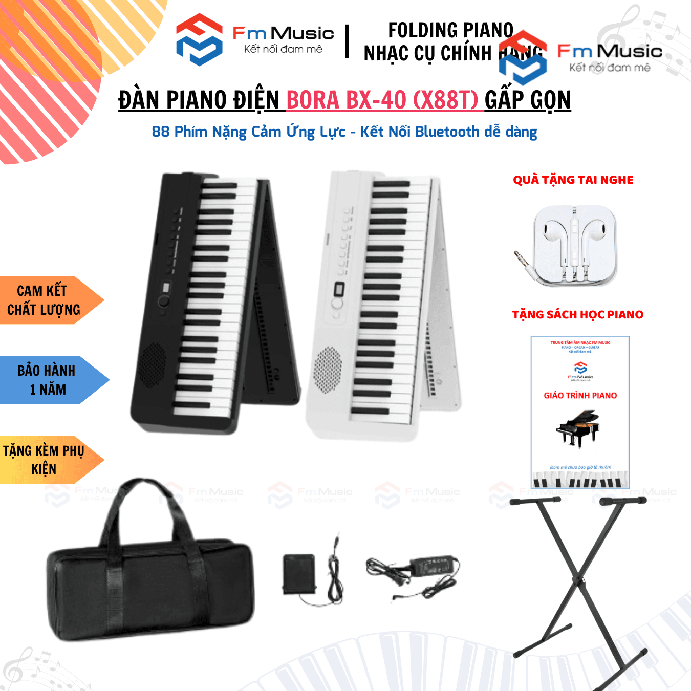 Đàn Piano Điện Gấp Gọn Bora BX40 (X88T) Đàn Piano Điện Gấp Gọn Bora BX40 (X88T)