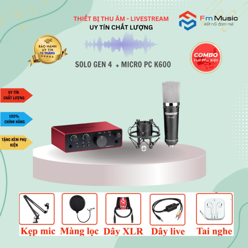 Combo  Focusrite Scarlett Solo Gen 4 và Micro NA9304