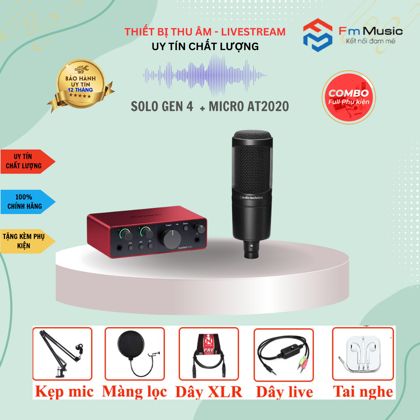 Combo Focusrite Scarlett Solo Gen 4 và Micro NA9304 Combo Focusrite Scarlett Solo Gen 4 và Micro NA9304