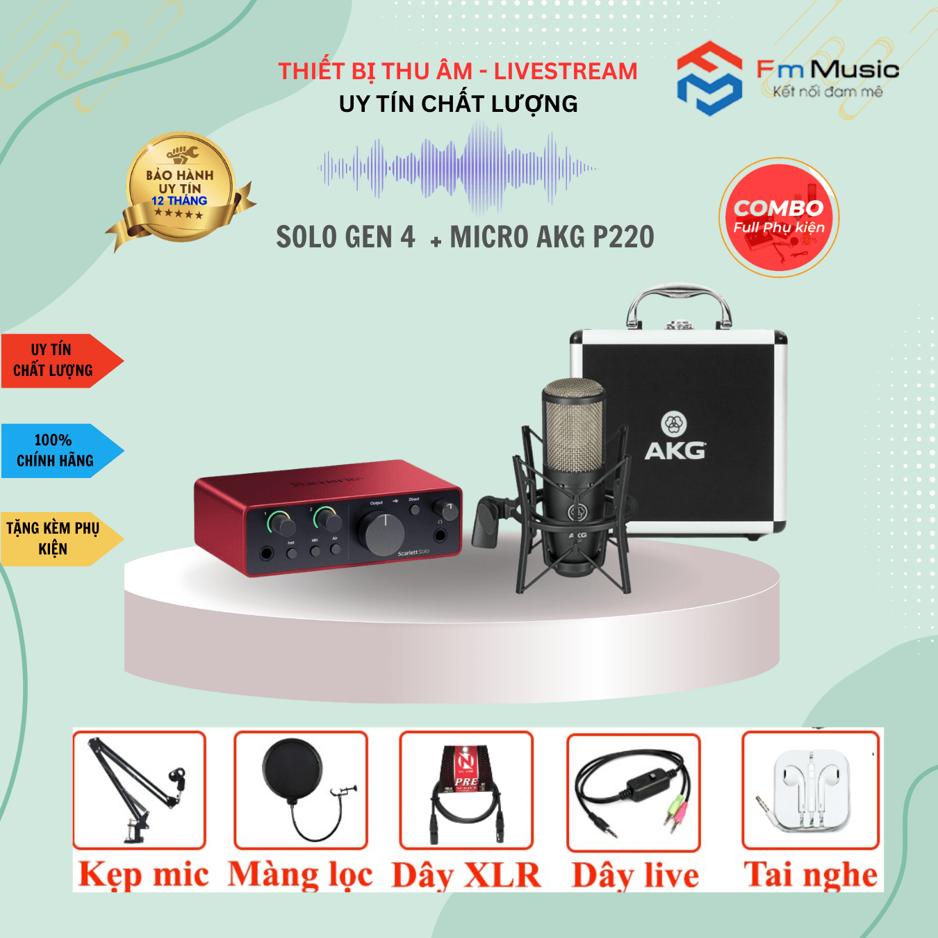 Combo Focusrite Scarlett Solo Gen 4 và Micro NA9304 Combo Focusrite Scarlett Solo Gen 4 và Micro NA9304