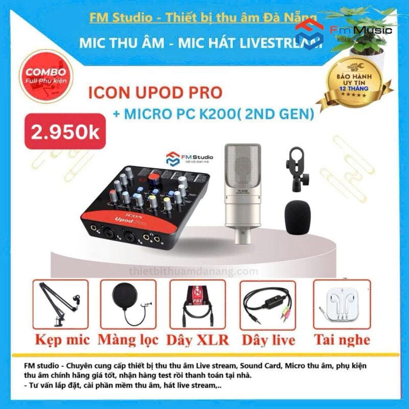Combo Soundcard Icon Upod Pro và Micro PC K200 Bản mới