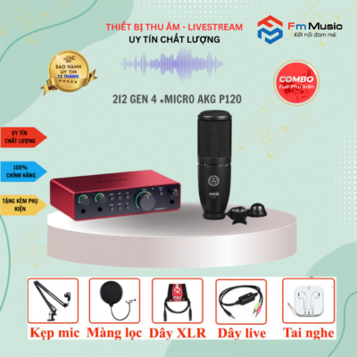 Combo Soundcard Scarlett 2i2 Gen 4 và Micro AKG P120 Combo Soundcard Scarlett 2i2 Gen 4 và Micro AKG P120