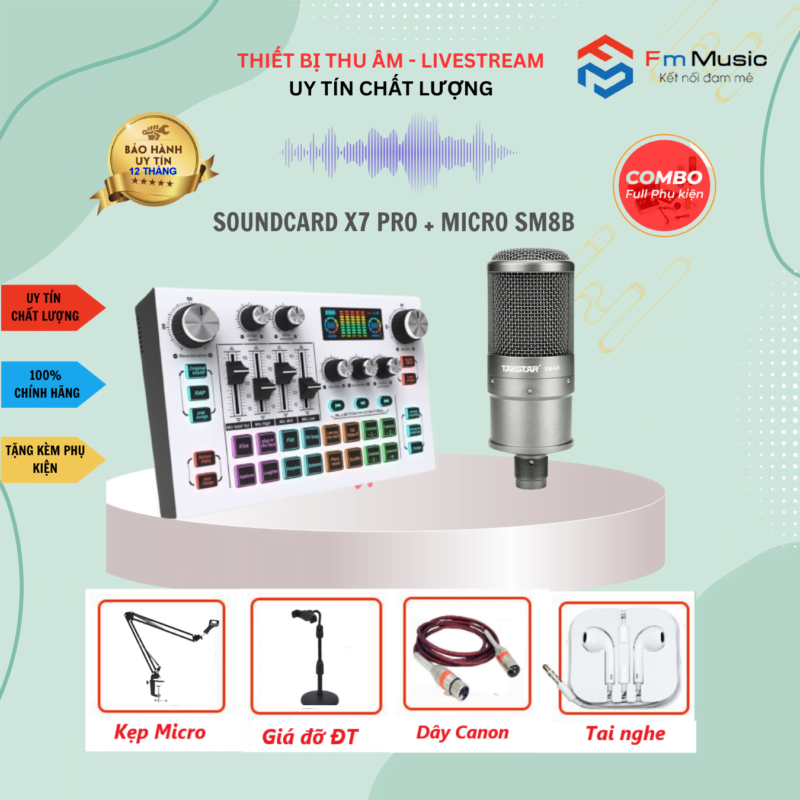 Combo Soundcard X7 PRO và Micro NMC LS200