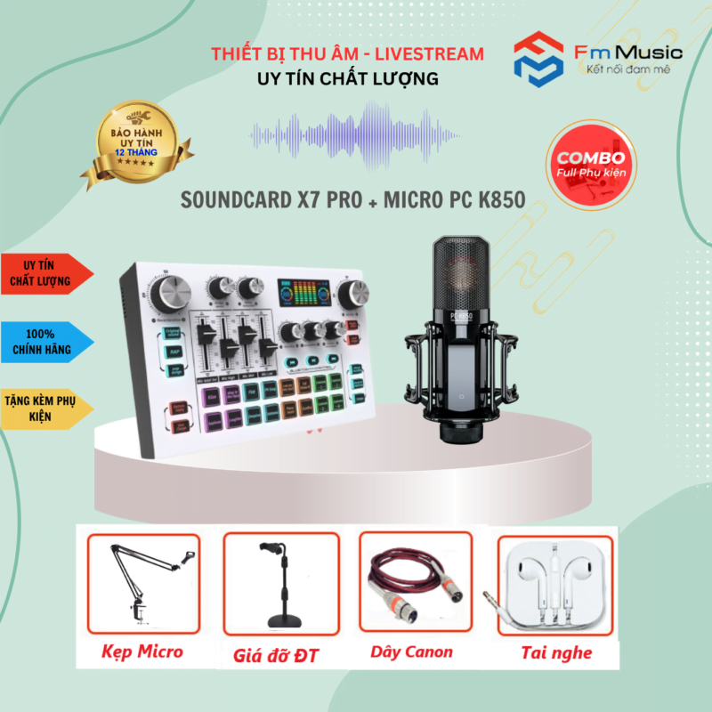 Combo Soundcard X7 PRO và Micro NMC NA9302