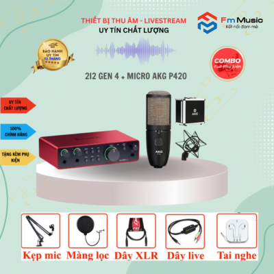 Combo SoundCard Focusrite Scarlett 2i2 Gen 4 và Micro SM8B ( BẢN MỚI) Combo SoundCard Focusrite Scarlett 2i2 Gen 4 và Micro SM8B ( BẢN MỚI)