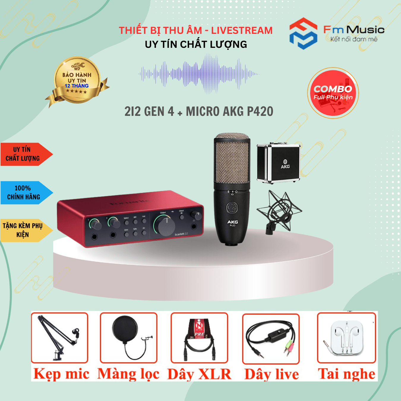 Combo SoundCard Focusrite Scarlett 2i2 Gen 4 và Micro SM8B ( BẢN MỚI) Combo SoundCard Focusrite Scarlett 2i2 Gen 4 và Micro SM8B ( BẢN MỚI)