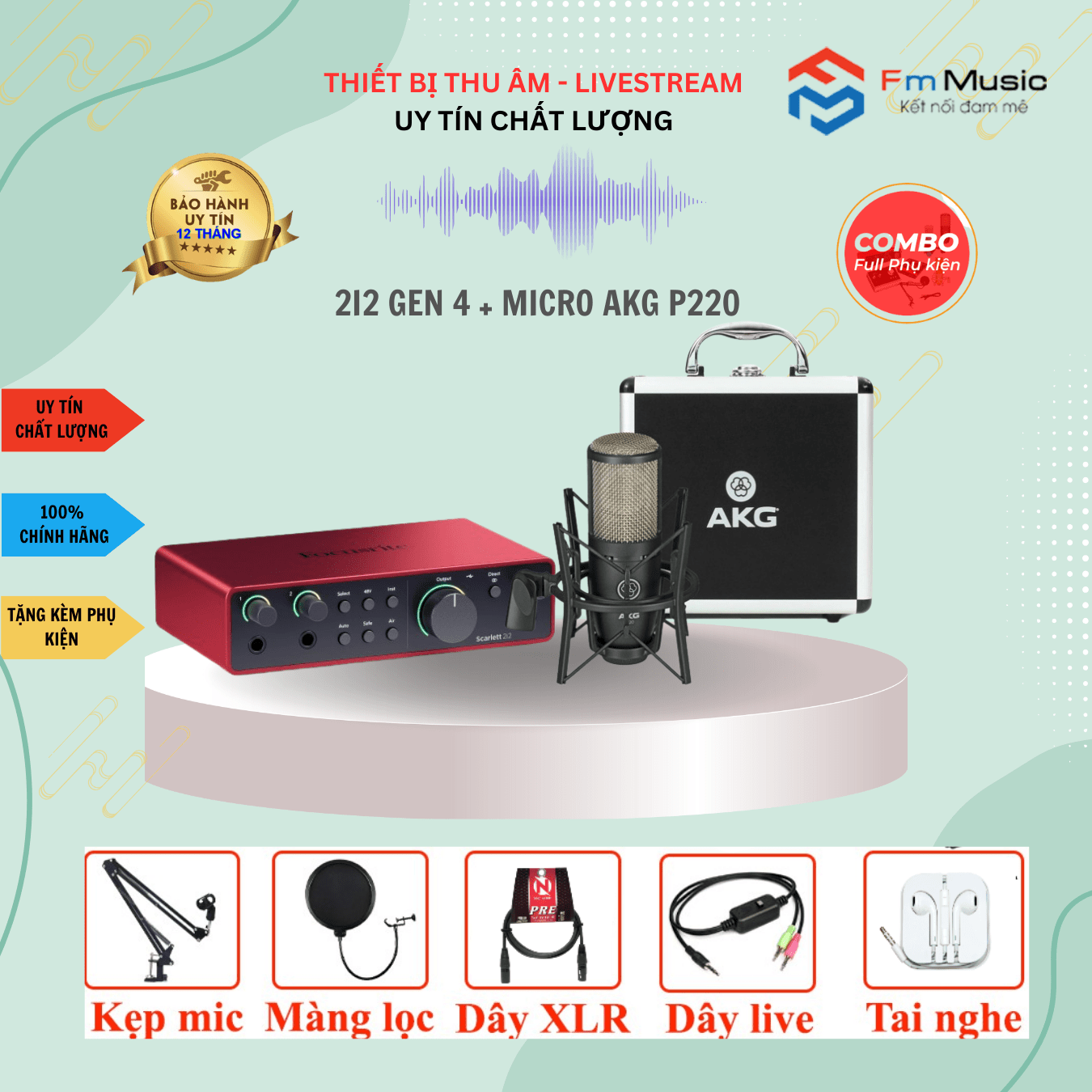 Combo SoundCard Focusrite Scarlett 2i2 Gen 4 và Micro SM8B ( BẢN MỚI) Combo SoundCard Focusrite Scarlett 2i2 Gen 4 và Micro SM8B ( BẢN MỚI)