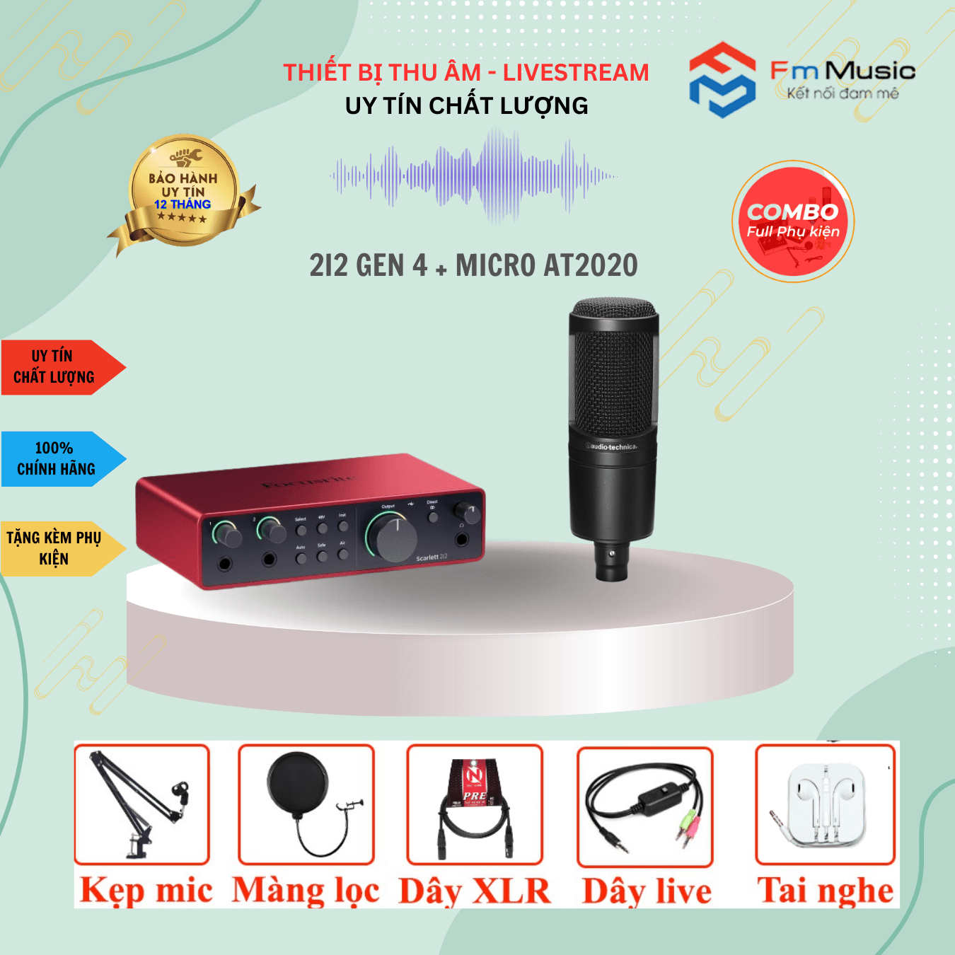 Combo SoundCard Focusrite Scarlett 2i2 Gen 4 và Micro SM8B ( BẢN MỚI) Combo SoundCard Focusrite Scarlett 2i2 Gen 4 và Micro SM8B ( BẢN MỚI)