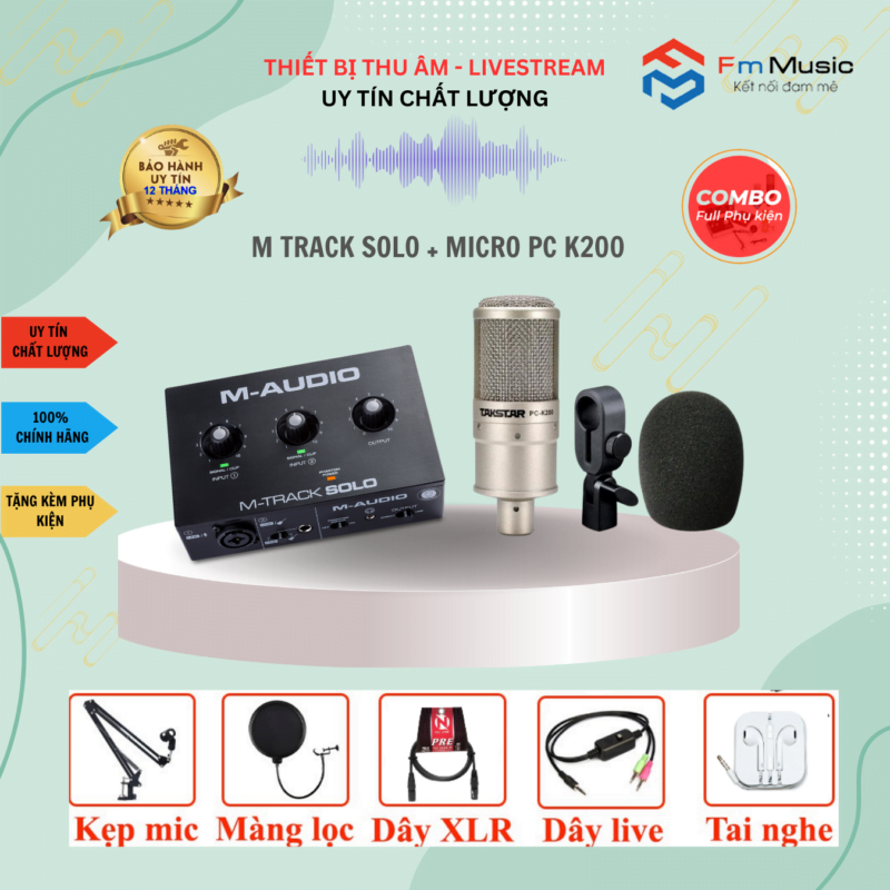 Combo Thu Âm M-Audio M-Track và Micro Takstar PC K200 (Gen 2)