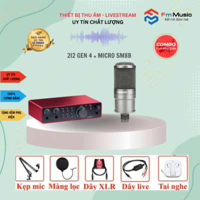 Combo SoundCard Focusrite Scarlett 2i2 Gen 4 và Micro SM8B ( BẢN MỚI)