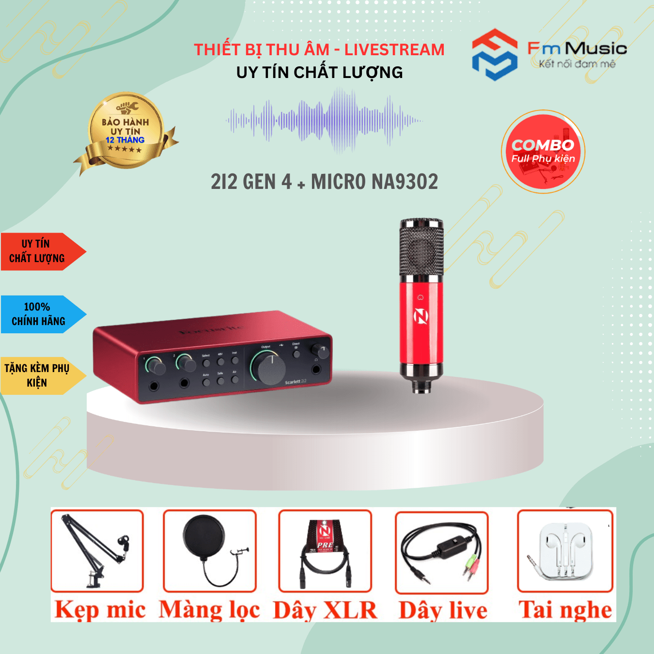 Combo SoundCard Focusrite Scarlett 2i2 Gen 4 và Micro SM8B ( BẢN MỚI) Combo SoundCard Focusrite Scarlett 2i2 Gen 4 và Micro SM8B ( BẢN MỚI)