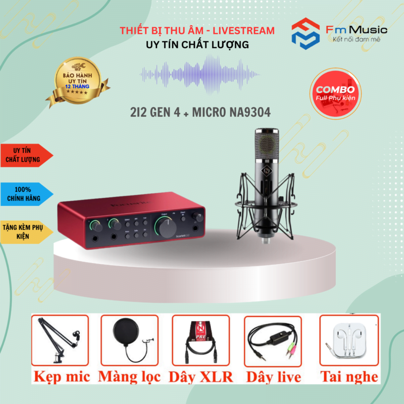 Combo SoundCard Focusrite Scarlett 2i2 Gen 4 và Micro SM8B ( BẢN MỚI)