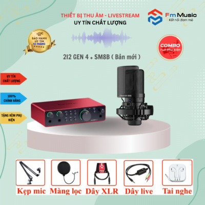 Combo SoundCard Focusrite Scarlett 2i2 Gen 4 và Micro SM8B ( BẢN MỚI) Combo SoundCard Focusrite Scarlett 2i2 Gen 4 và Micro SM8B ( BẢN MỚI)