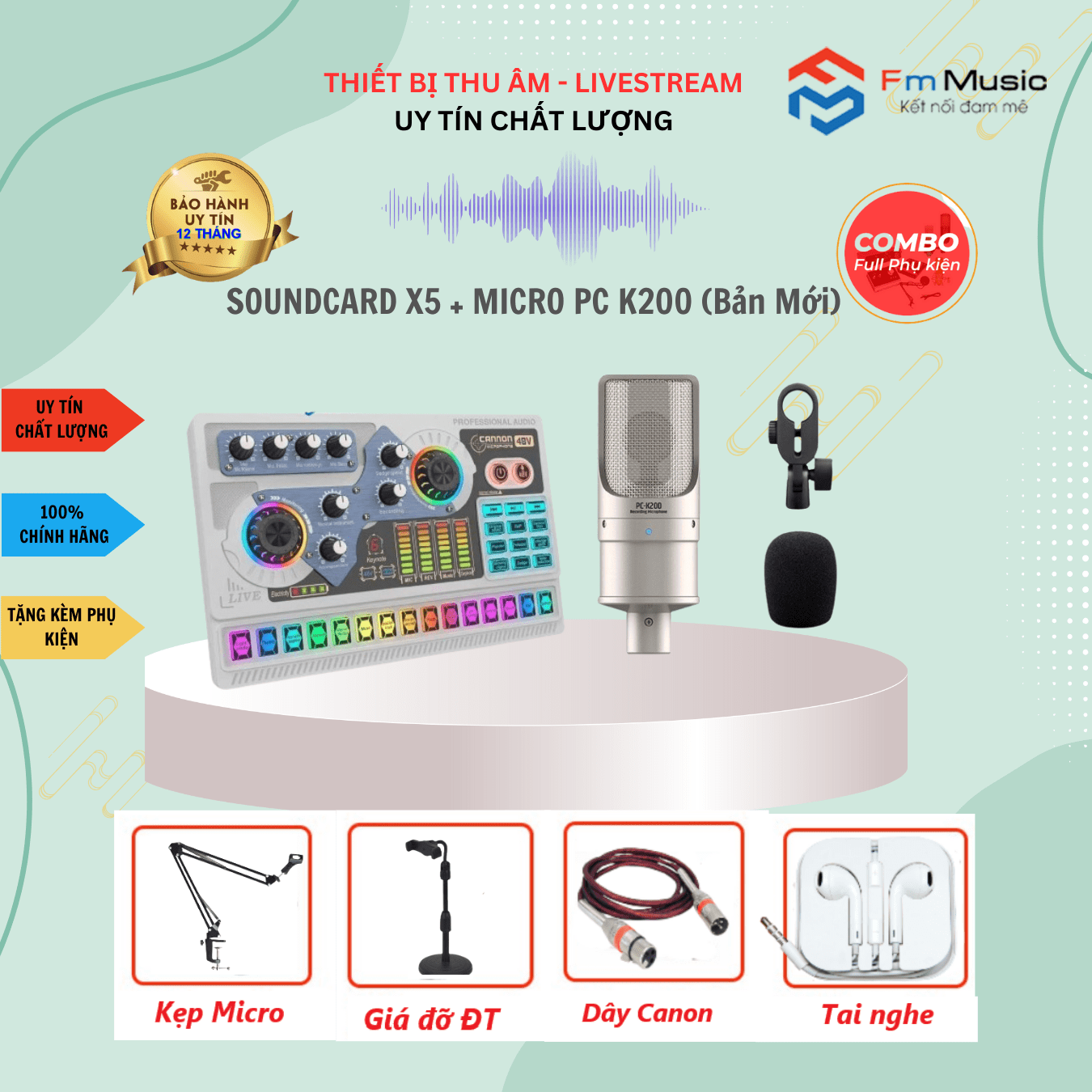 Combo Soundcard X5 và Micor PC K200 Bản mới Combo Soundcard X5 và Micor PC K200 Bản mới