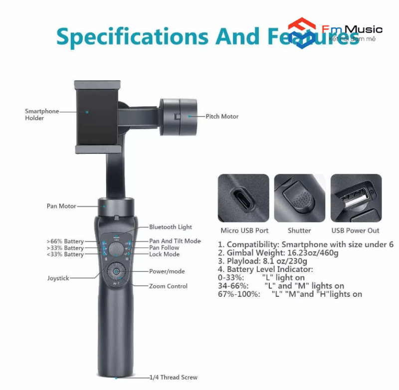 Tay cầm chống rung 3-AXIS S5B