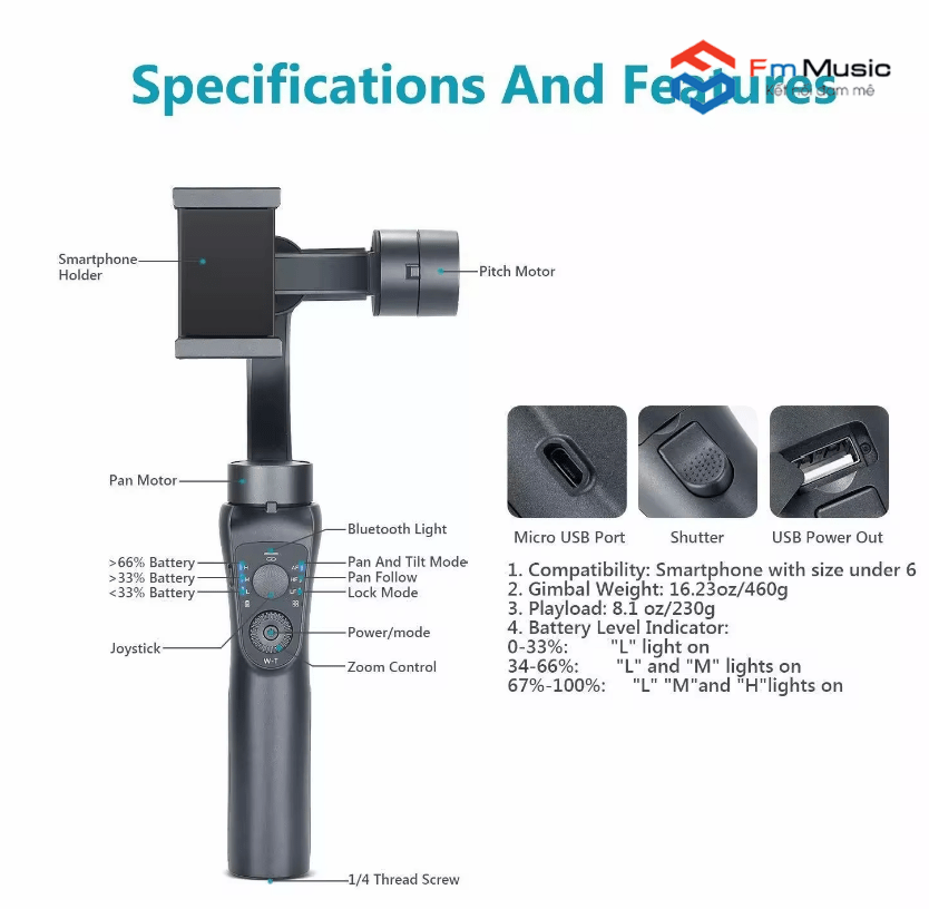 Tay cầm chống rung 3-AXIS S5B Tay cầm chống rung 3-AXIS S5B
