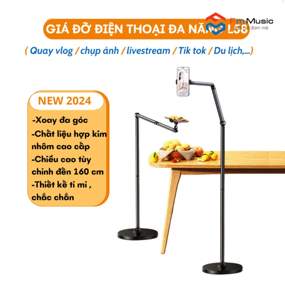 Giá Đỡ Điện Thoại L58 Xoay 360 Độ, Livestream, Giải Trí Đa Năng Bằng Kim Loại Và Nhôm Chắc Chắn Giá Đỡ Điện Thoại L58 Xoay 360 Độ, Livestream, Giải Trí Đa Năng Bằng Kim Loại Và Nhôm Chắc Chắn