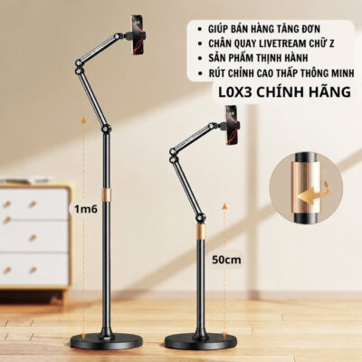 Giá Đỡ Điện Thoại L0X3 Xoay 360 Độ, Livestream, Giải Trí Đa Năng Bằng Kim Loại Và Nhôm Chắc Chắn