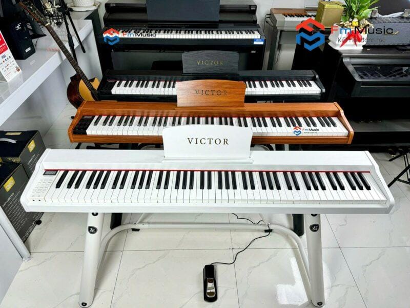 Piano Điện Victor VT02 – Mẫu Piano giá rẻ bán chạy nhất (3 màu lựa chọn: Vàng, đen, trắng)