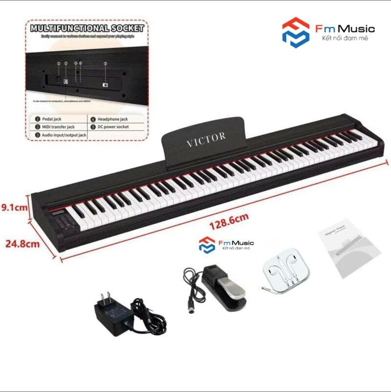 Piano Điện Victor VT02 – Mẫu Piano giá rẻ bán chạy nhất (3 màu lựa chọn: Vàng, đen, trắng)