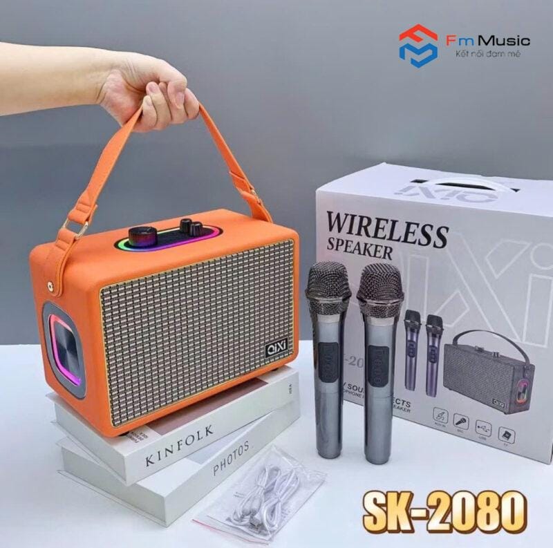 Loa Karaoke Qixi SK2080, Tặng Kèm 2 Micro Không Dây