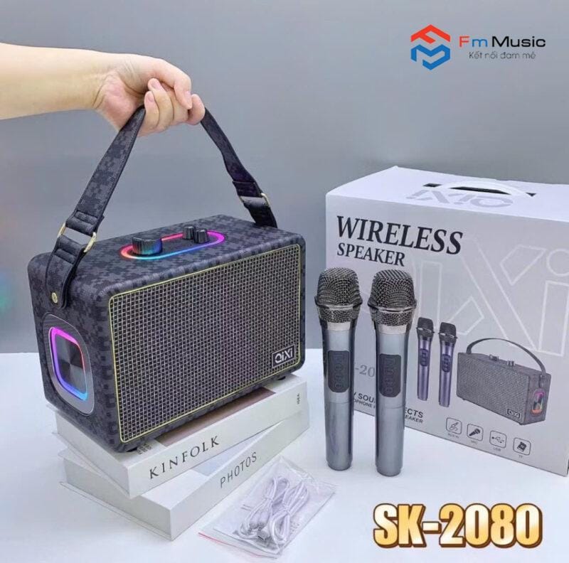 Loa Karaoke Qixi SK2080, Tặng Kèm 2 Micro Không Dây