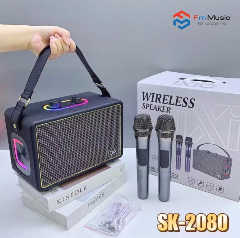 Loa Karaoke Qixi SK2080, Tặng Kèm 2 Micro Không Dây