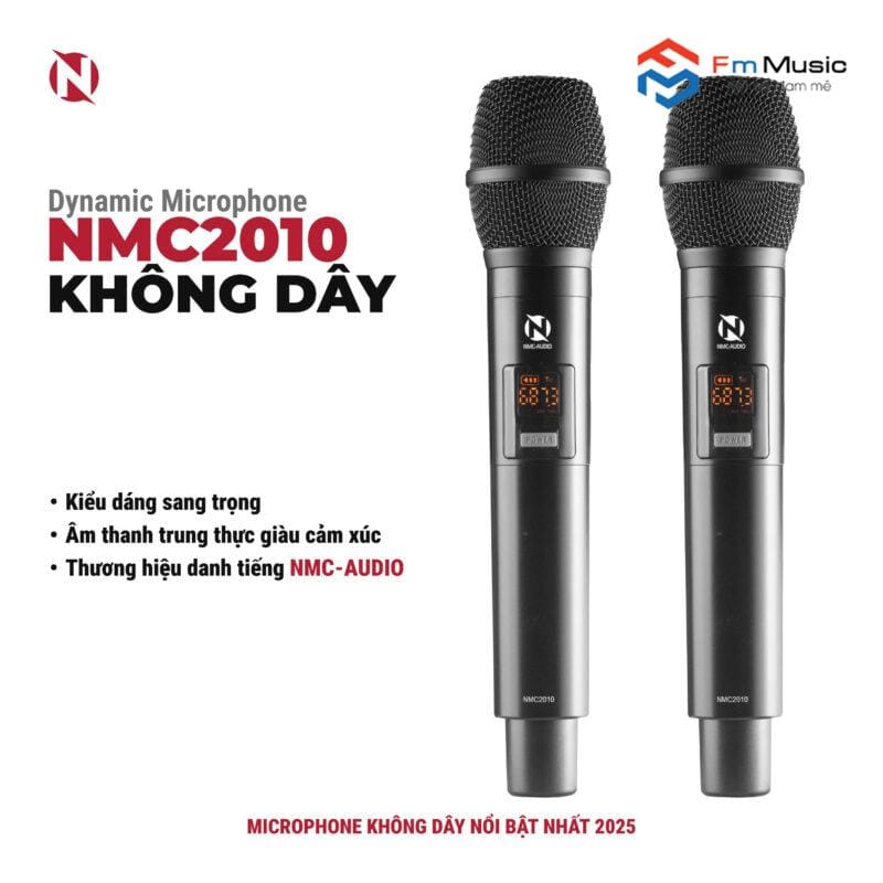 Micro Dynamic Không Dây NMC-AUDIO NMC2010. Mic Không Dây NMC 2010 Thiết Kế Cực Đẹp, Dễ Sử Dụng