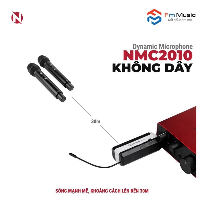 Micro Dynamic Không Dây NMC-AUDIO NMC2010. Mic Không Dây NMC 2010 Thiết Kế Cực Đẹp, Dễ Sử Dụng