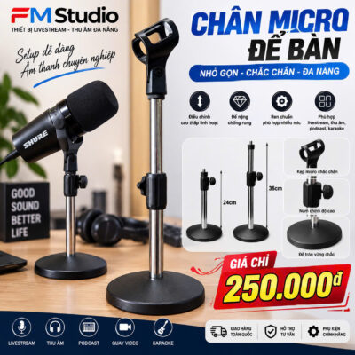Chân Micro Lùn Để Bàn Dr.Mic NB69 – Đế Tròn Cho Micro Thu Âm, Livestream